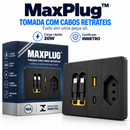 MaxPlug™ — Tomada parede 4 em 1 com Cabos Retráteis